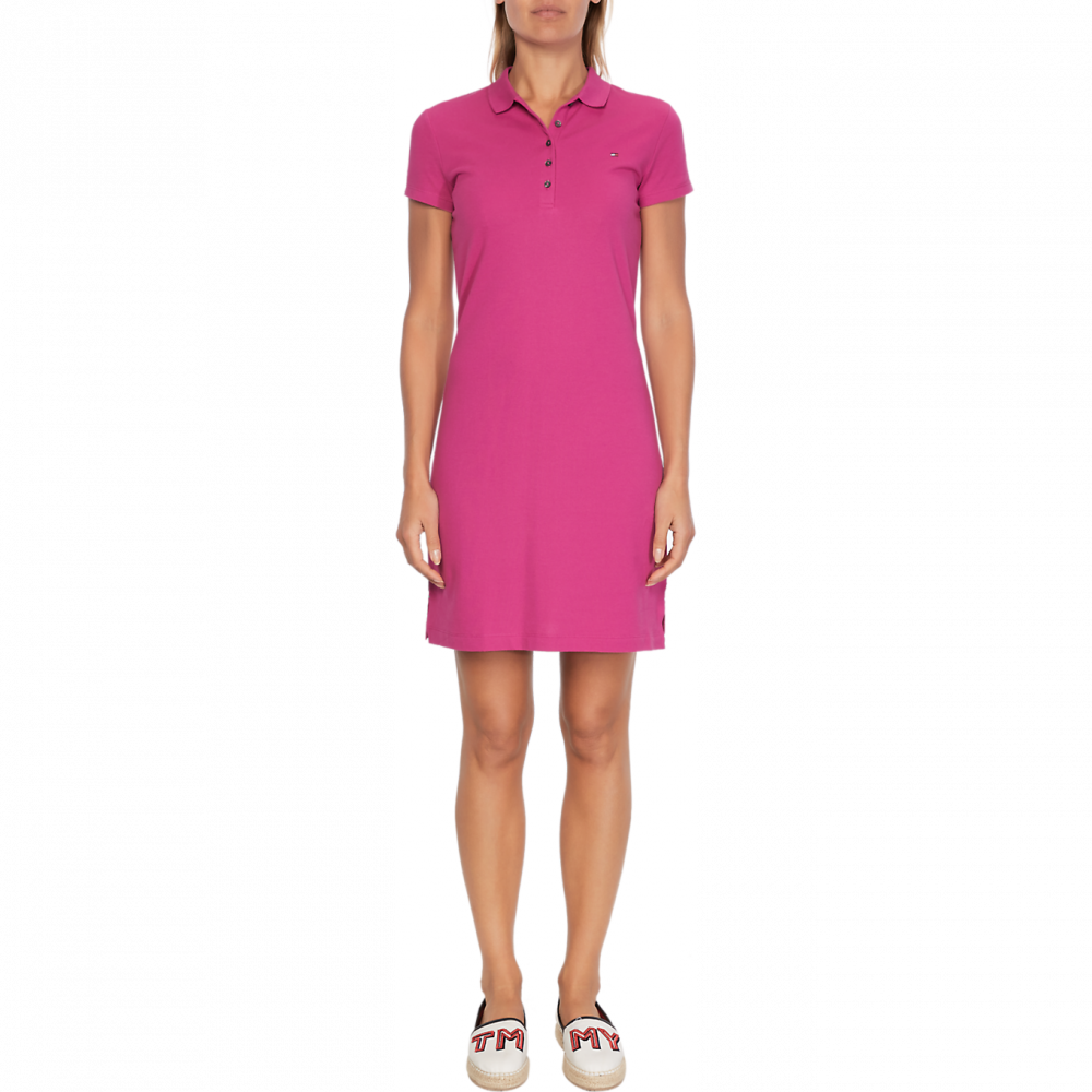 Tommy Hilfiger New Chiara Polo Piquet Dress Fuchsia Red Torgstua